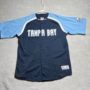 DYNASTY BASEBALL JERSEY MEN’S XL NAVY TAMPA BAY RAYS EMBROIDERED BUTTON FRONT